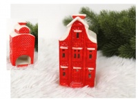 Kominek ceramiczny DOMEK 13x6,5x6,5 cm CZERWONY