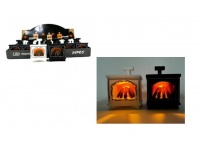Kominek, lampka LED 7x5x3 cm CZARNY, BIAŁY MIX ze skaczącym płomieniem  - 1 szt