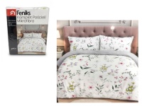Komplet pościeli mikrofibra WZ02 BIAŁA W KOLOROWE KWIATY