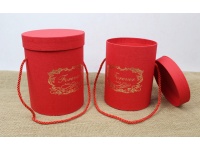 Pudełko papierowe FLOWER BOX ze złotym napisem - kpl 2 szt CZERWONE