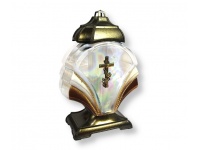 Znicz szklany ZPD Wachlarz 35 cm holograficzny złoty - 1 szt