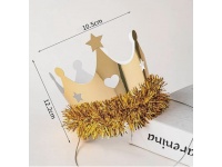 Korona KRÓLOWEJ, KRÓLA papierowa, urodziny, party, bal 12,2x10,5 cm ZŁOTA
