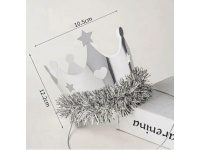 Korona KRÓLOWEJ, KRÓLA papierowa, urodziny, party, bal 12,2x10,5 cm SREBRNA