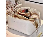 Kosmetyczka, organizer na kosmetyki z ekoskóry rozkładana 24x13x12 cm ECRU