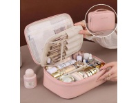Kosmetyczka, organizer na kosmetyki z ekoskóry rozkładana 24x17x8 cm RÓŻOWA