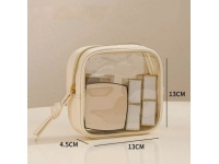 Kosmetyczka transparentna 13x13x4,5 cm BEŻOWA