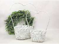 Kosz, osłonka rattanowa na stelażu z drutu SERCE  kpl 2 szt