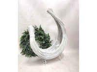 Kosz, osłonka rattanowa na stelażu z drutu KSIĘŻYC 60x42x13 cm BIAŁY