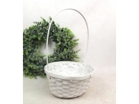 Koszyk bambusowy okrągły BIAŁY z folią 40x25x13 cm