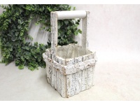 Koszyk drewniany STUDZIENKA z folią 28x15x15 cm - bielony