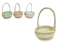 Koszyk wikliniowy okrągły pleciony wzór 30x23x8 cm - mix kolor