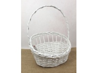 Koszyk wiklinowy owalny, asymetryczny BIAŁY 46x37x24 cm
