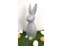 Królik, zając plastik 28x10x8 cm - BROKAT SREBRNY