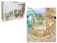 Kubek, szklanka 290 ml nieregularny kształt, gładka 9,5x7,5 cm w kolorze Bursztynu - 1 szt