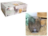 Kubek, szklanka 300 ml nieregularny kształt, tłoczona w kropki 9,5x7,5 cm SZKŁO DYMIONE szare - 1 szt