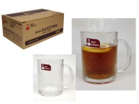 Kubek szklanka 300 ml z uchem z tłoczonym wzorem KROPKI 9,5x7,5 cm  - 1 szt