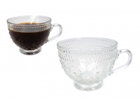 Kubek szklanka filiżanka z uchem 10x8 cm 340 ml KOŁA I KROPKI  - 1 szt