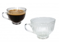 Kubek szklanka filiżanka z uchem 10x8 cm 340 ml PASKI I KROPKI - 1 szt