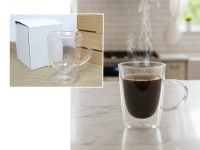 Kubek szklanka z uchem 290 ml PODWÓJNA ŚCIANKA 11,5x8 cm