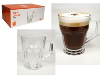 Kubek szklanka 300 ml z uchem, na nóżce, tłoczony wzór 10x8,5 cm - 1 szt