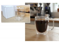 Kubek szklanka z uchem 500 ml PODWÓJNA ŚCIANKA 13x9 cm