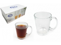 Kubek szklanka z uchem gładka 10x8 cm 250 ml kpl. 6 szt