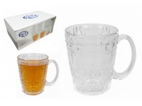 Kubek szklanka z uchem młotkowana 10x8 cm 250 ml kpl. 6 szt