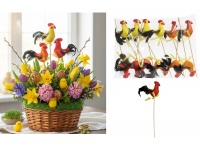 Kura dekoracja wielkanocna na piku styropian 25 cm mix kolor - 1 szt