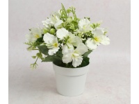 Kwiat ala OLEANDER w białej doniczce wys. 22 cm (kwiat 5,5x1 cm) BIAŁA