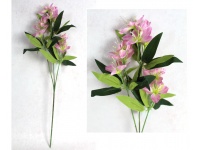 Kwiat AZALIA wys. 69 cm 3-ramiona (12 kwiatów 5-7 cm) jasno RÓŻOWA