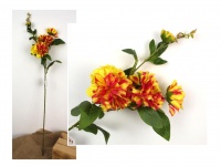 Kwiat DALIA wys. 90 cm (4 główki 3-10 cm) ŻÓŁTA z czerwonym cieniowaniem