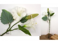 Kwiat DATURA gumowa wys. 69 cm (2 główki ok. 12 cm +1pąk ) BIAŁY