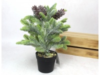 Kwiat, drzewko silikonowe PE JODŁA z szyszkami w doniczce M0 CM