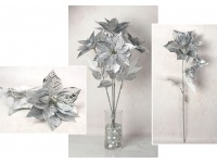 Kwiat GWIAZDA BETLEJEMSKA - POINSECJA tw. sztuczne 70 cm główka 22 cm SREBRNA