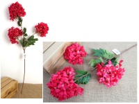 Kwiat HORTENSJA wys. 90 cm, 3 ramienna (3 kwiaty 14x14 cm) RÓŻOWY CIEMNY