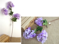 Kwiat HORTENSJA wys. 90 cm, 3 ramienna (3 kwiaty 14x14 cm) FIOLETOWY