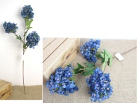 Kwiat HORTENSJA wys. 90 cm, 3 ramienna (3 kwiaty 14x14 cm)  GRANATOWY