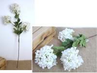 Kwiat HORTENSJA wys. 90 cm, 3 ramienna (3 kwiaty 14x14 cm) BIAŁA
