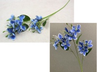 Kwiat KLEMATIS silikonowy wys. 66 cm, 3-ramiona (12 kwiatów 5x4 cm) NIEBIESKI