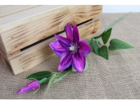 Kwiat KLEMATIS wys. 57 cm (kwiat 12x4 cm, pąk) - FIOLETOWY