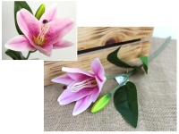 Kwiat LILIA wys. 47 cm (kwiat silikonowy 11x10 cm, pąk) - RÓŻOWY