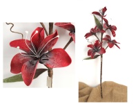 mp Kwiat MAGNOLIA piankowa z gałązkami wys. 100 cm (5 kwiatów 24-19 cm) CZERWONY
