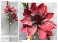 Kwiat piankowy MAGNOLIA DWIE GŁÓWKI wys. 110 cm (2 kwiaty 30 cm + 2 pąki)  CZERWONY