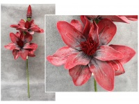 Kwiat piankowy MAGNOLIA DWIE GŁÓWKI wys. 115 cm (2 kwiaty 37 cm, 1 pąk) CZERWONY