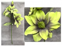 Kwiat piankowy MAGNOLIA DWIE GŁÓWKI wys. 115 cm (2 kwiaty 37 cm, 1 pąk) ZIELONY CIEMNY Z FIOLETOWYM ŚRODKIEM