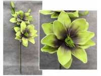 Kwiat piankowy MAGNOLIA DWIE GŁÓWKI wys. 110 cm (2 kwiaty 30 cm + 2 pąki) ZIELONY CIEMNY Z FIOLETOWYM ŚRODKIEM