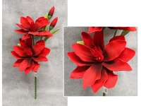 Kwiat piankowy MAGNOLIA DWIE GŁÓWKI wys. 80 cm (2 kwiaty 30 cm + 2 pąki) CZERWONY