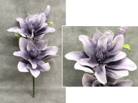 Kwiat piankowy MAGNOLIA DWIE GŁÓWKI wys. 80 cm (2 kwiaty 37 cm, 1 pąk) FIOLETOWY CIEMNY