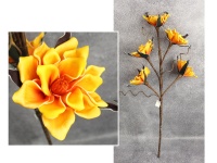 Kwiat piankowy MAGNOLIA wys. 96 cm (5 kwiatów 14x9 cm) POMARAŃCZOWY