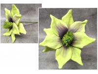 Kwiat piankowy MAGNOLIA wys. 55 (kwiat 35x18 cm) ZIELONY CIEMNY Z FIOLETOWYM ŚRODKIEM